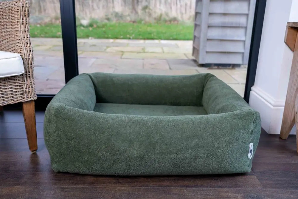 Burnham Bolster Dog Bed - Olive - Various Sizes - Chestnut Mill