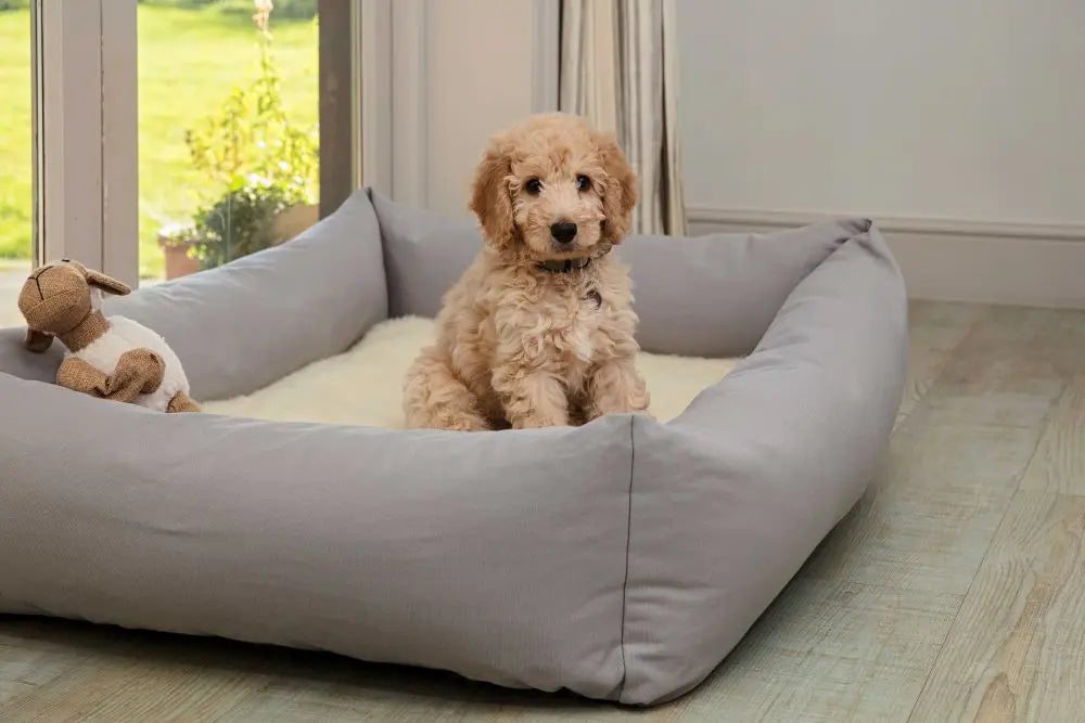 Burnham Bolster Dog Bed - Stone - Various Sizes - Chestnut Mill