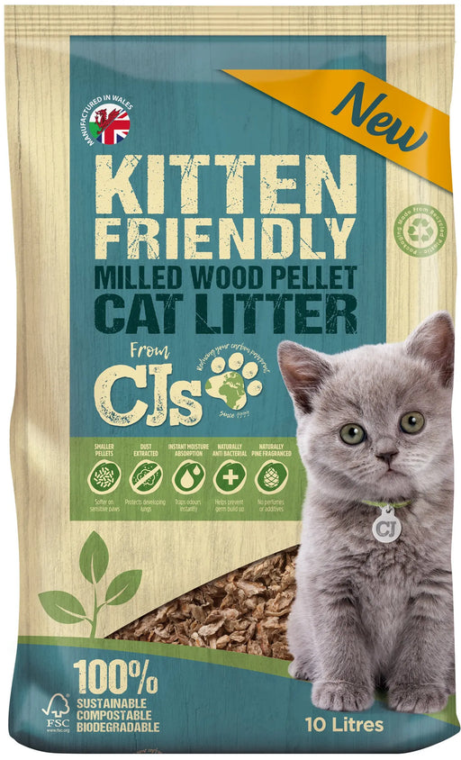 CJs Kitten Friendly Litter Wood Pellets 10 L - Chestnut Mill