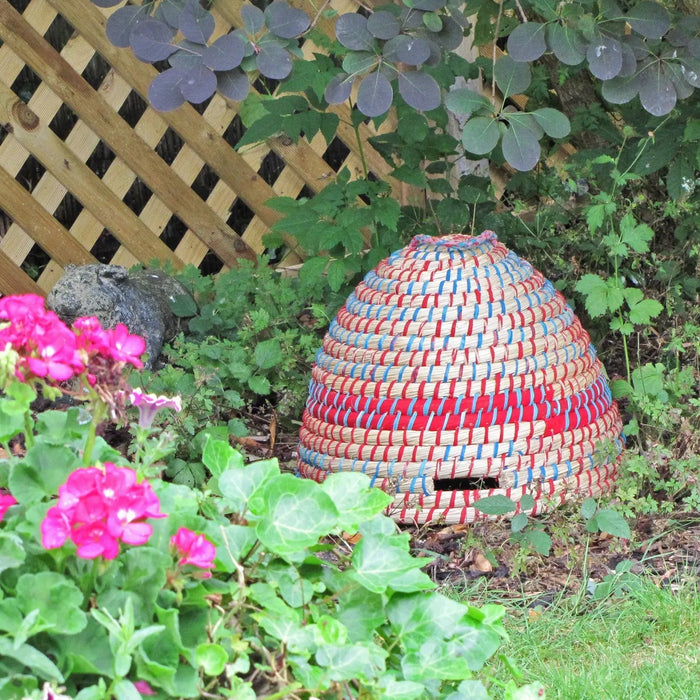 Decorative Bee Skep with Recycled Sari - Chestnut Mill