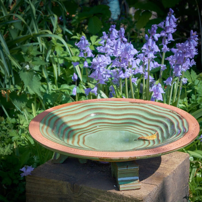 Echoes Bird Bath with 3 Glazed Feet - Chestnut Mill