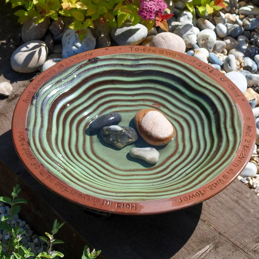 Echoes Bird Bath with 3 Glazed Feet - Chestnut Mill