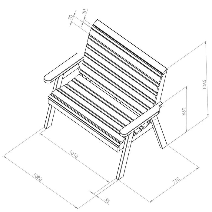 FREYA 2 SEATER BENCH - Chestnut Mill