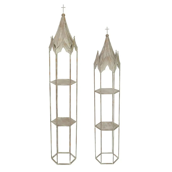 GOTHIC OBELISK SHELF - SET OF 2 - GREY RUST Ascalon