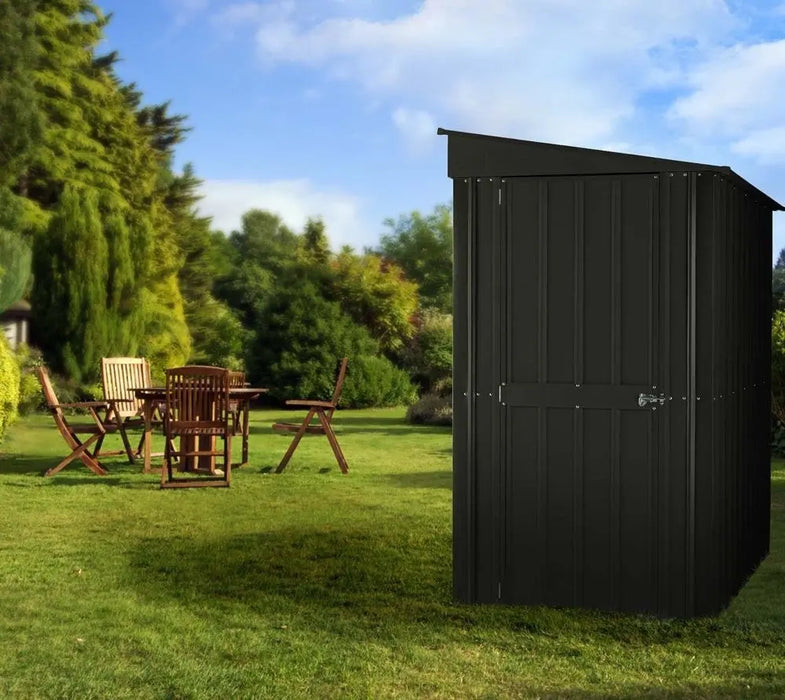 Global 4x8  Anthracite Grey Metal Lean-To Shed - Chestnut Mill