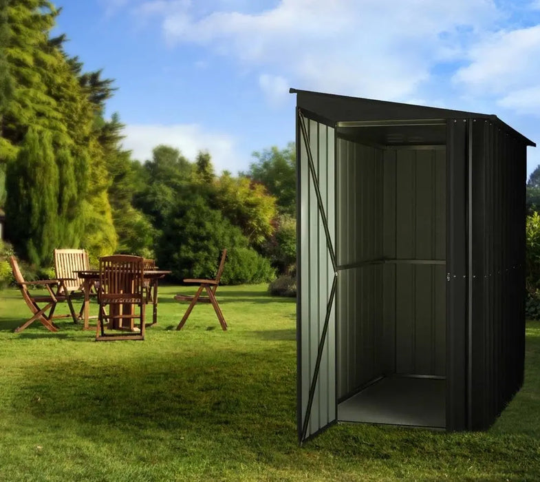 Global 4x8  Anthracite Grey Metal Lean-To Shed - Chestnut Mill