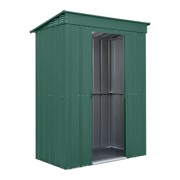 Global 5x3 Heritage Green Metal Pent Shed - Chestnut Mill