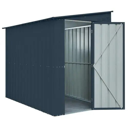 Global 5x8  Anthracite Grey Metal Lean-To Shed - Chestnut Mill