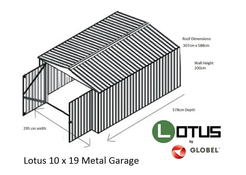 Global Metal Garage 10 x 19 - Chestnut Mill