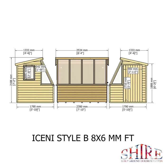 8' x 6' Iceni Potting Shed / Greenhouse Shire Garden Buildings