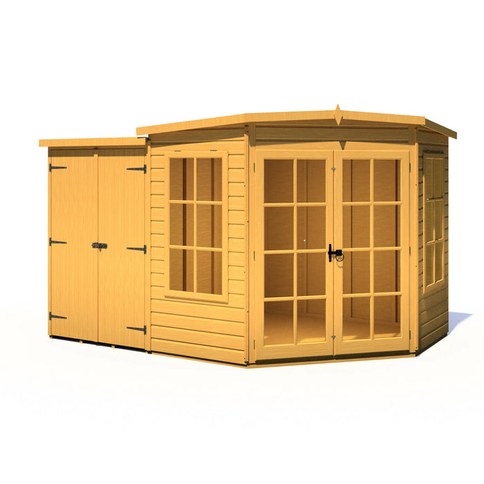 Hampton Summerhouse with side shed - 7'x11' - Chestnut Mill