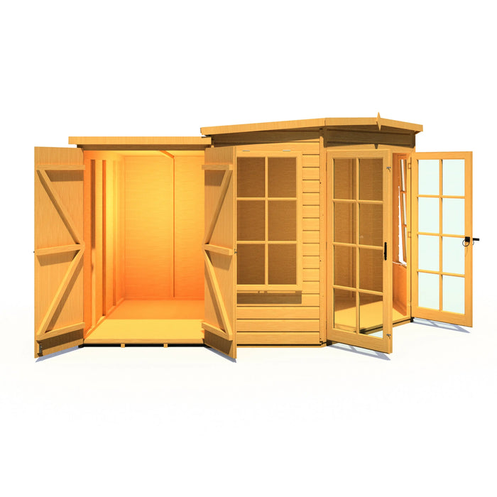 Hampton Summerhouse with side shed - 7'x11' - Chestnut Mill