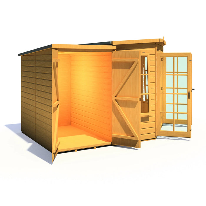 Hampton Summerhouse with side shed - 7'x11' - Chestnut Mill