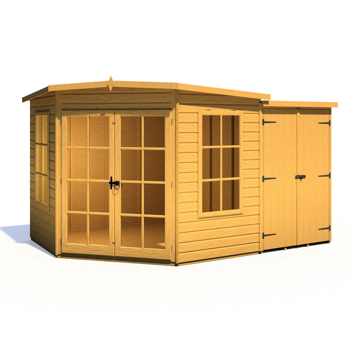 Hampton Summerhouse with side shed - 8'x11' - Chestnut Mill