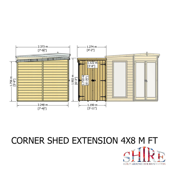 Hampton Summerhouse with side shed - 8'x11' - Chestnut Mill