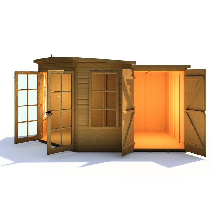 Hampton Summerhouse with side shed - 8'x11' - Chestnut Mill