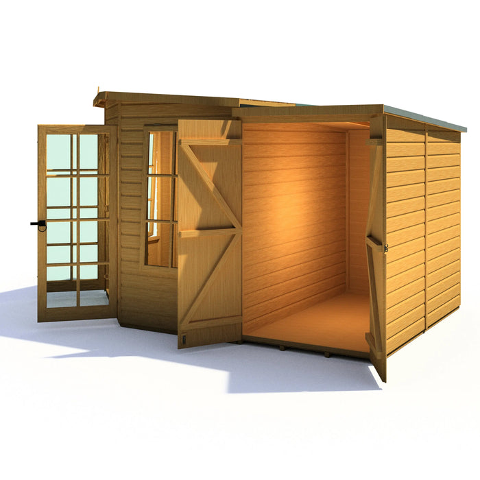 Hampton Summerhouse with side shed - 8'x11' - Chestnut Mill