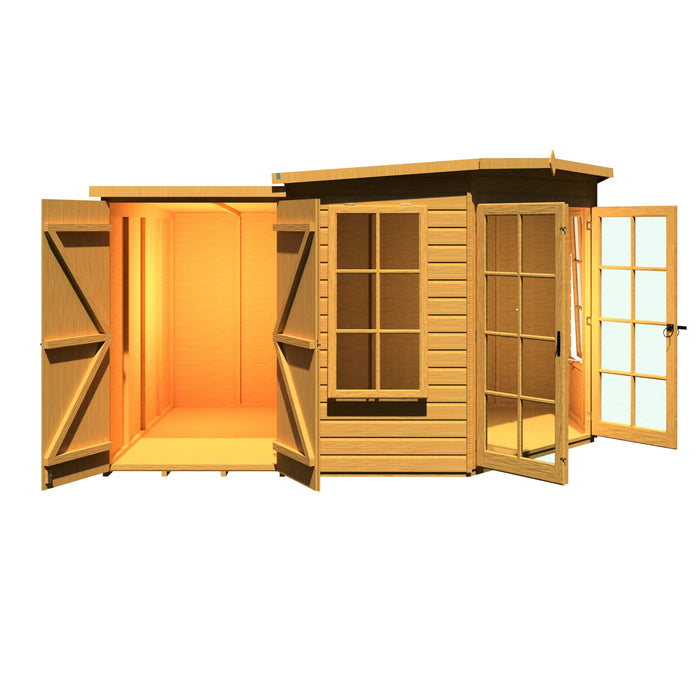 Hampton Summerhouse with side shed - 8'x11' - Chestnut Mill