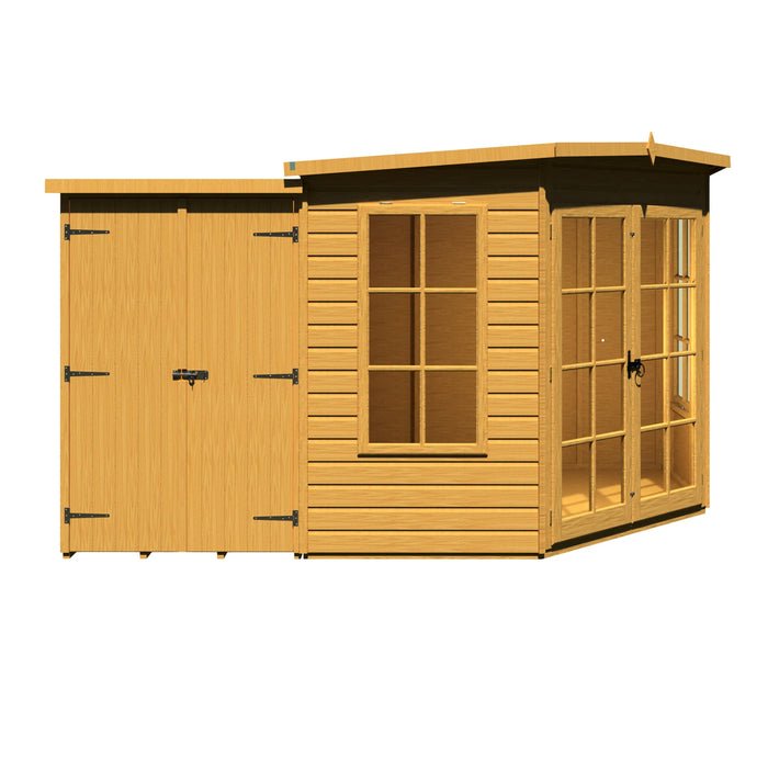 Hampton Summerhouse with side shed - 8'x11' - Chestnut Mill