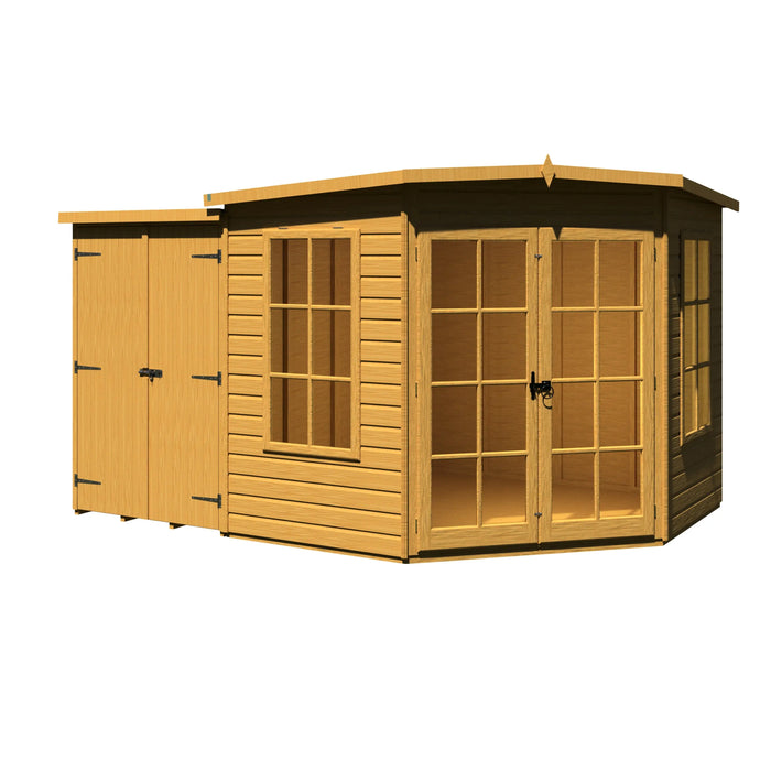 Hampton Summerhouse with side shed - 8'x11' - Chestnut Mill