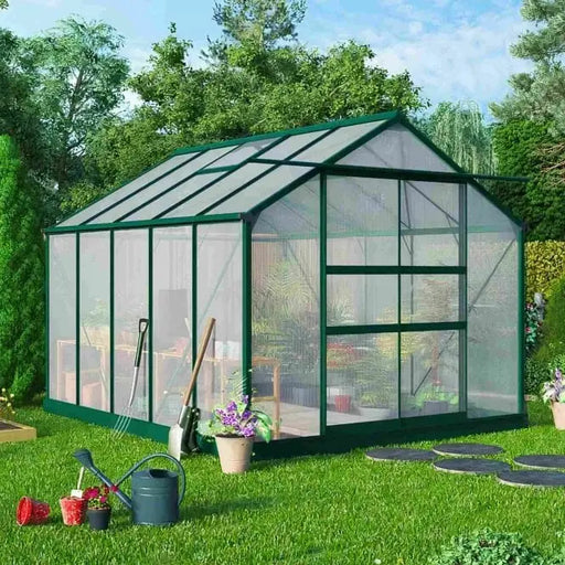 Harvester Walk-In Aluminium Polycarbonate Greenhouse 8' x 12' - Chestnut Mill