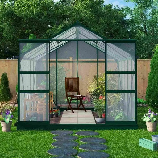 Harvester Walk-In Aluminium Polycarbonate Greenhouse 8' x 12' - Chestnut Mill