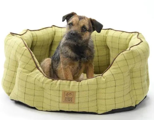 House of Paws Green Tweed Oval Snuggle - Chestnut Mill