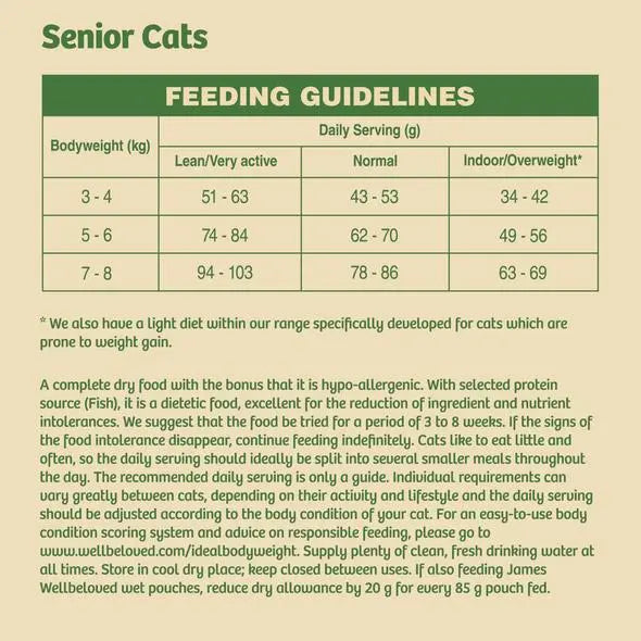 James Wellbeloved Ocean White Fish & Rice Dry Food for Senior Cats - Various Sizes - AUGUST SPECIAL OFFER - 27% OFF James Wellbeloved