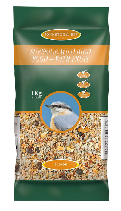 Johnston & Jeff Superior Wild Bird with Fruit No Mess 12 x 1kg - Chestnut Mill