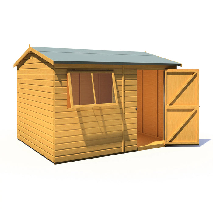 Lewis 10'x8' Single Door Shed  Reverse Apex Style C - Chestnut Mill