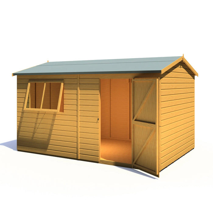 Lewis 12'x8' Single Door Shed Reverse Apex Style C - Chestnut Mill