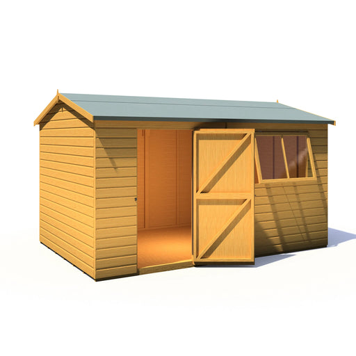 Lewis 12'x8' Single Door Shed Reverse Apex Style D - Chestnut Mill