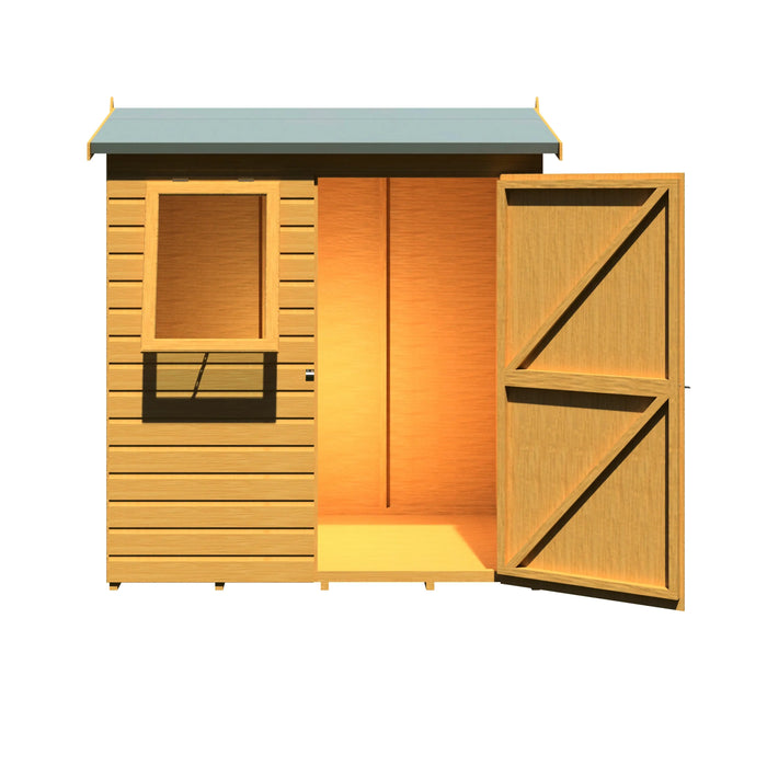 Lewis 6'x4' Single Door Shed Reverse Apex Style C - Chestnut Mill