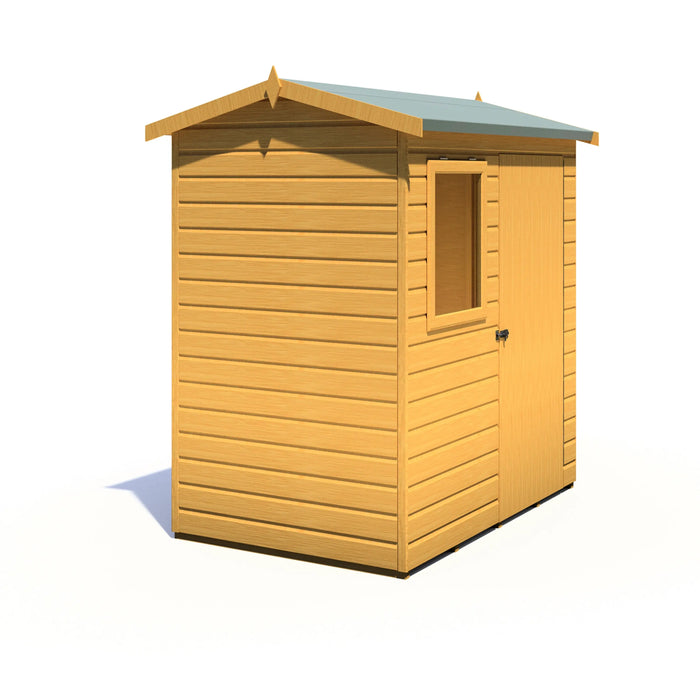 Lewis 6'x4' Single Door Shed Reverse Apex Style C - Chestnut Mill