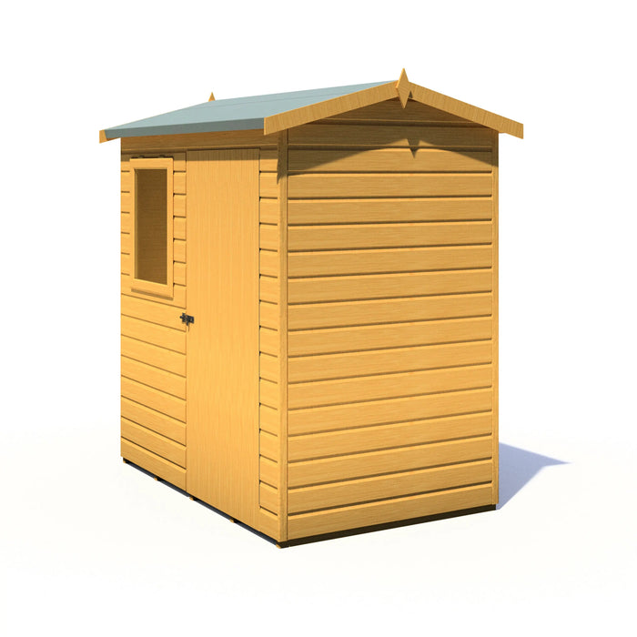 Lewis 6'x4' Single Door Shed Reverse Apex Style C - Chestnut Mill