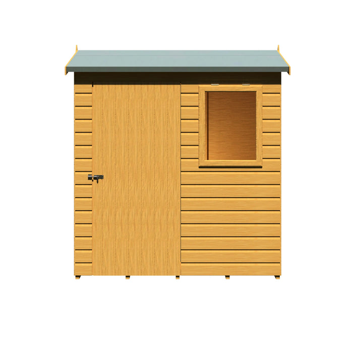 Lewis 6'x4' Single Door Shed Reverse Apex Style D - Chestnut Mill