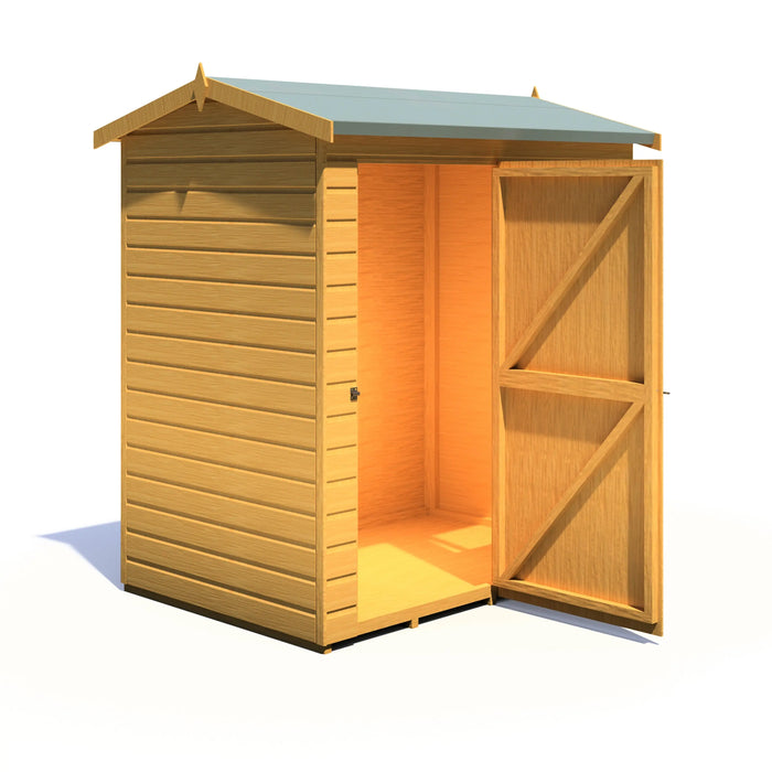 Lewis 6'x4' Single Door Shed Reverse Apex Style D - Chestnut Mill