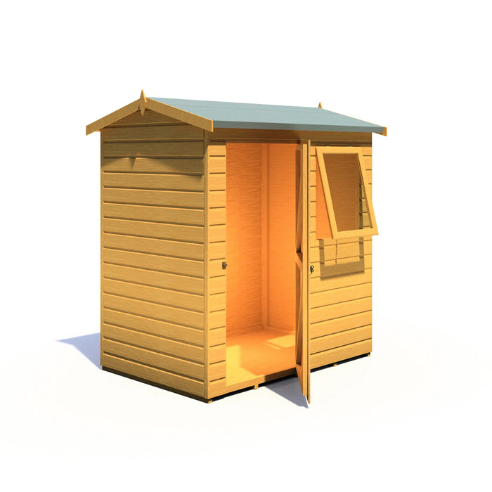 Lewis 6'x4' Single Door Shed Reverse Apex Style D - Chestnut Mill