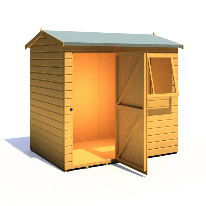 Lewis 7'x5' Single Door Shed Reverse Apex Style D - Chestnut Mill