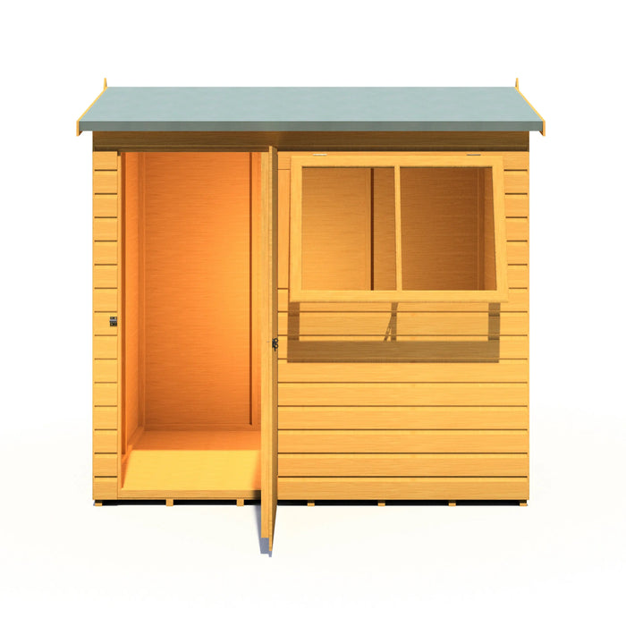 Lewis 7'x5' Single Door Shed Reverse Apex Style D - Chestnut Mill