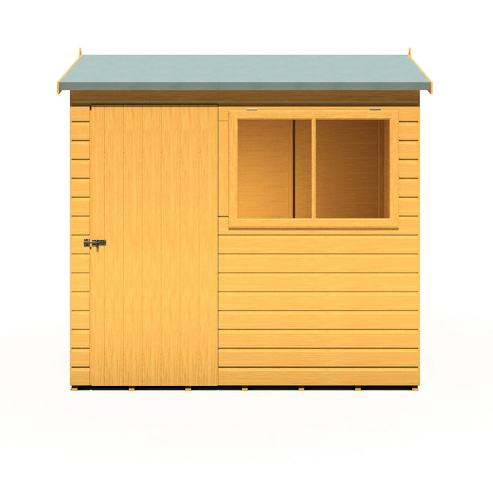 Lewis 7'x5' Single Door Shed Reverse Apex Style D - Chestnut Mill