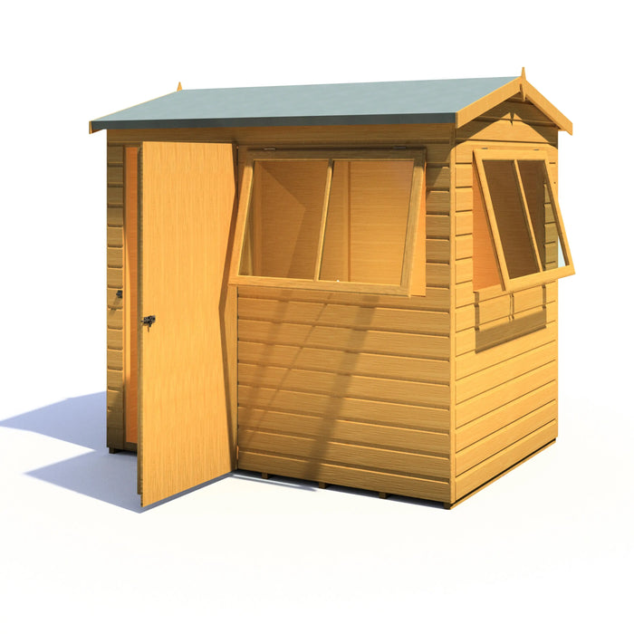 Lewis 7'x5' Single Door Shed Reverse Apex Style D - Chestnut Mill