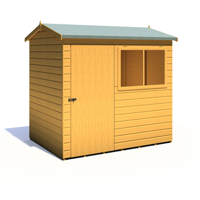 Lewis 7'x5' Single Door Shed Reverse Apex Style D - Chestnut Mill