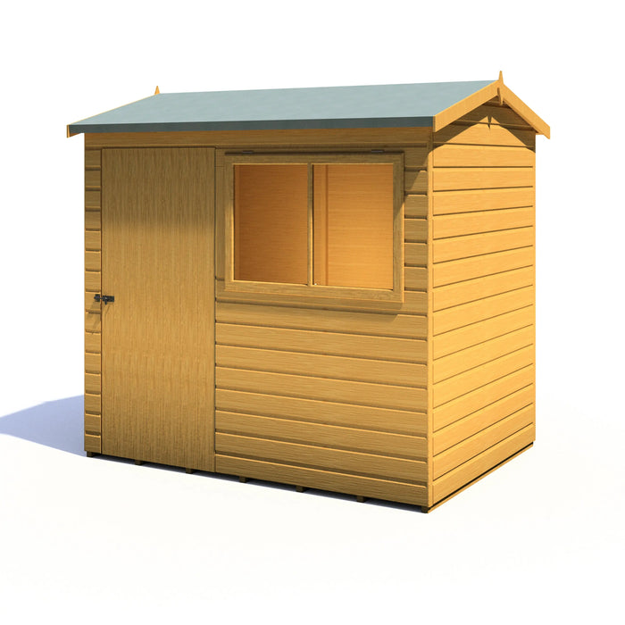 Lewis 7'x5' Single Door Shed Reverse Apex Style D - Chestnut Mill