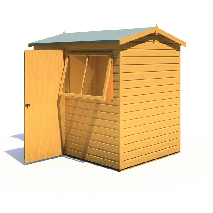 Lewis 7'x5' Single Door Shed Reverse Apex Style D - Chestnut Mill