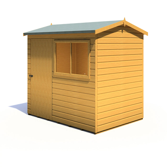 Lewis 7'x5' Single Door Shed Reverse Apex Style D - Chestnut Mill