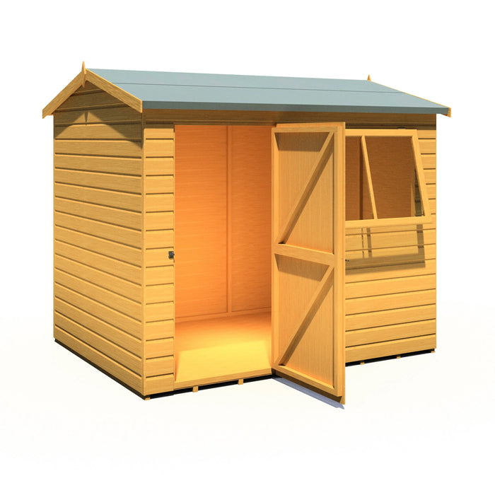 Lewis 8'x6' Single Door Shed Reverse Apex Style D - Chestnut Mill