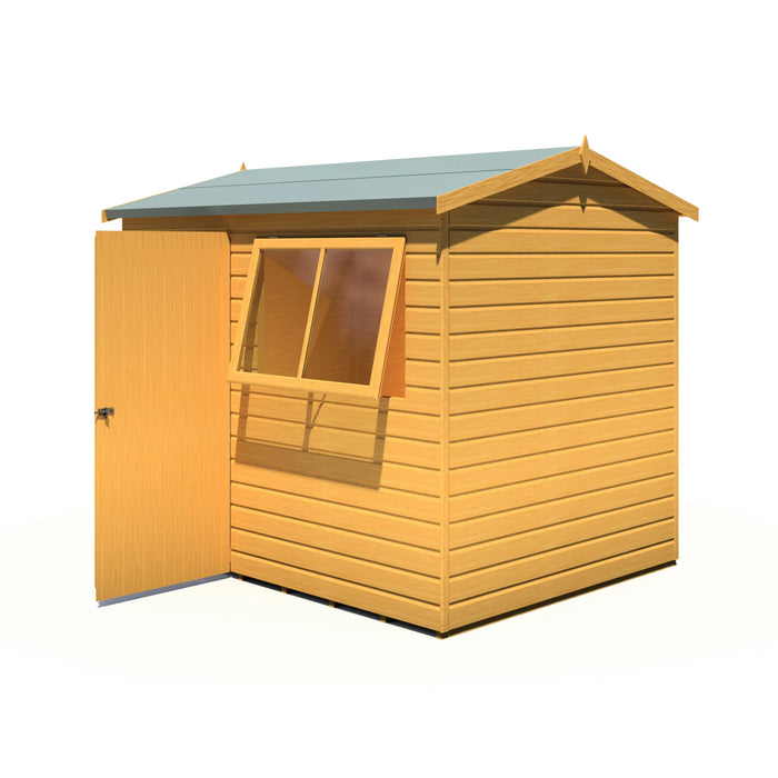 Lewis 8'x6' Single Door Shed Reverse Apex Style D - Chestnut Mill