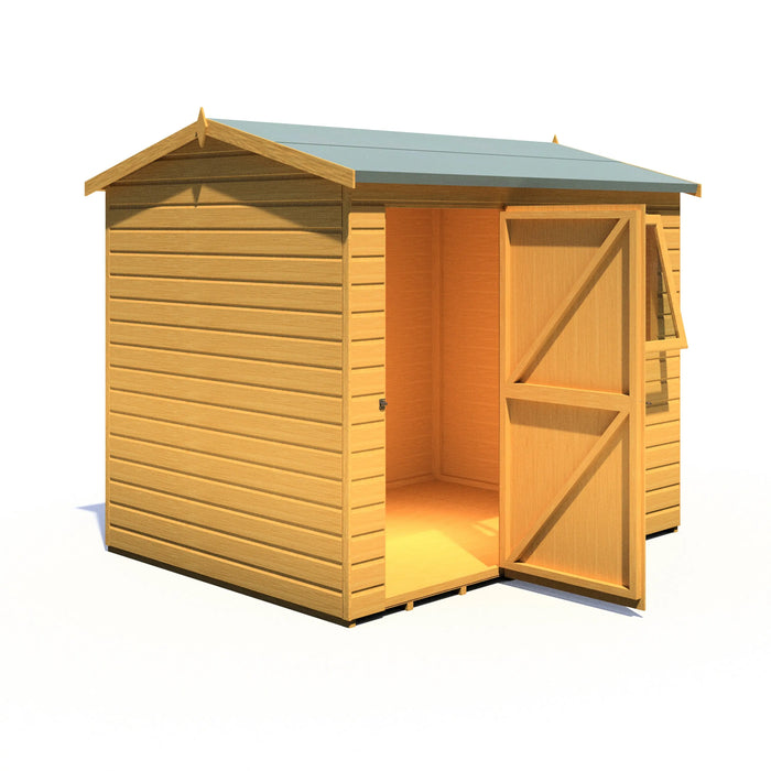 Lewis 8'x6' Single Door Shed Reverse Apex Style D - Chestnut Mill