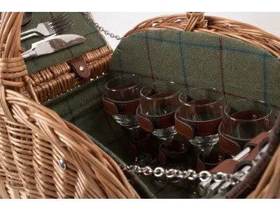 OVAL 4 PERSON GREEN TWEED HAMPER - Chestnut Mill